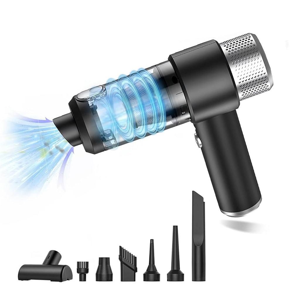 4-in-1 Handheld Car Vacuum Cleaner Portable Cordless Air Duster with LED Light for Car Home Office Black - Image 7
