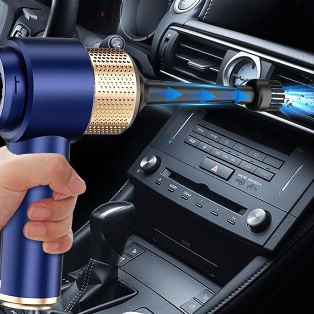 4-in-1 Handheld Car Vacuum Cleaner Portable Cordless Air Duster with LED Light for Car Home Office Blue - Image 2