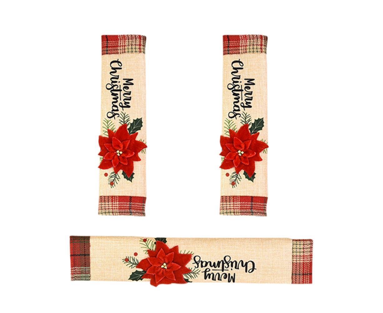 3Pcs Christmas Refrigerator Microwave Oven Door Handle Cover Sleeve Decoration - Image 1