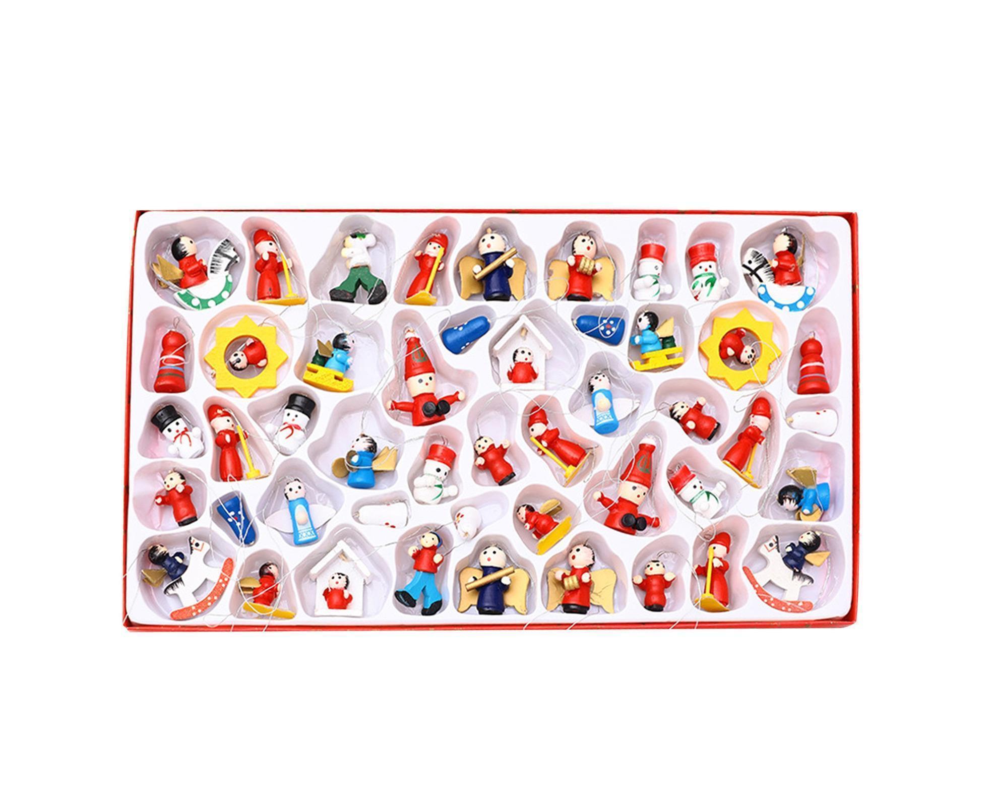 48Pcs Xmas Pendants Multi Shapes Wooden-Multicolor - Image 2