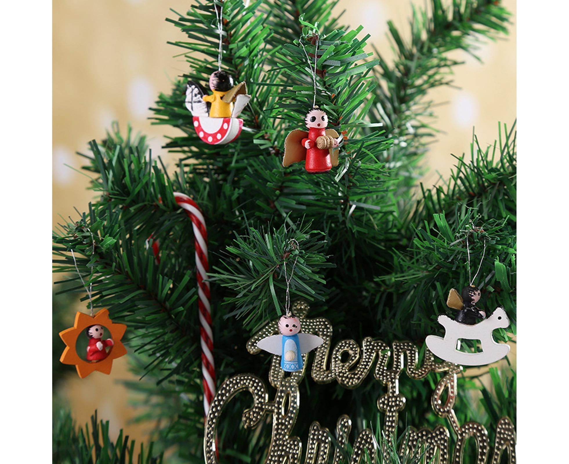 48Pcs Xmas Pendants Multi Shapes Wooden-Multicolor - Image 3