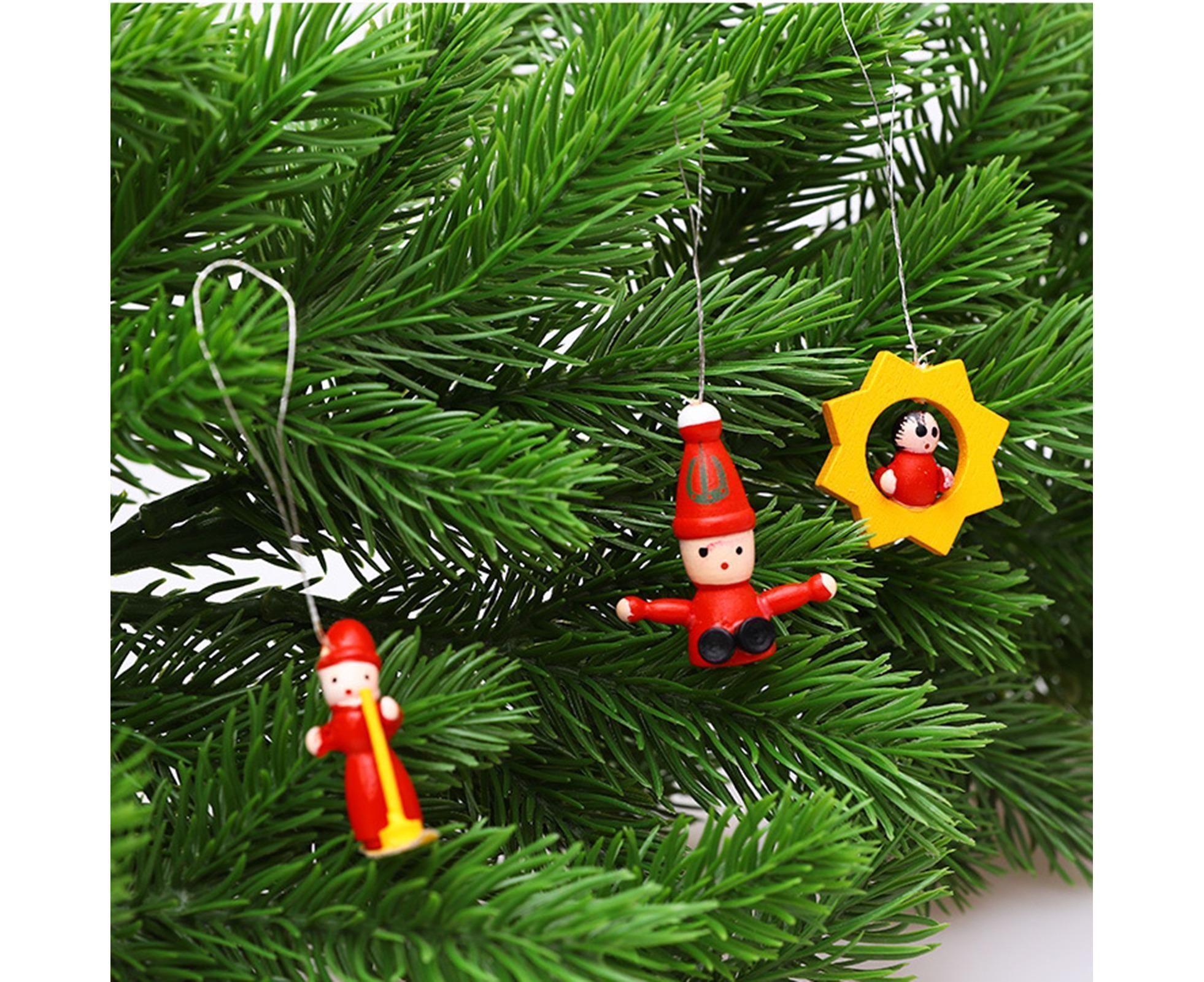 48Pcs Xmas Pendants Multi Shapes Wooden-Multicolor - Image 4