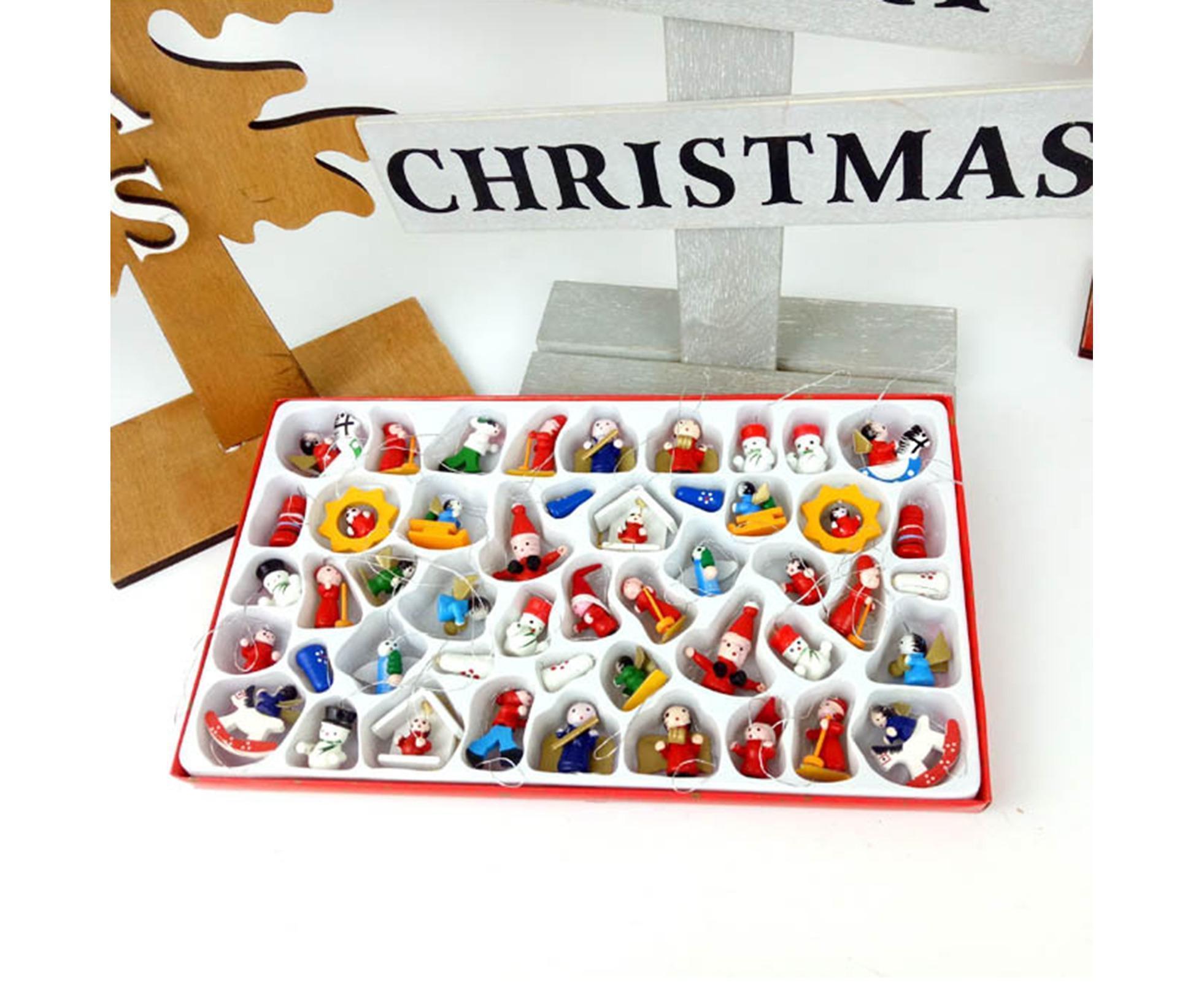 48Pcs Xmas Pendants Multi Shapes Wooden-Multicolor - Image 5