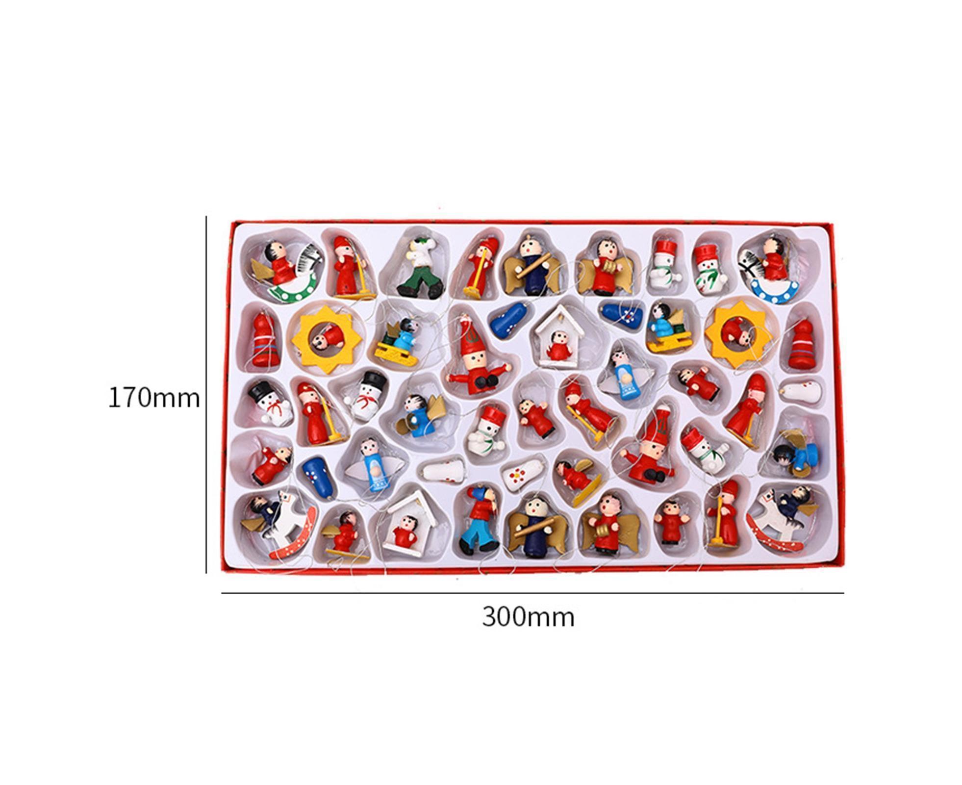 48Pcs Xmas Pendants Multi Shapes Wooden-Multicolor - Image 6