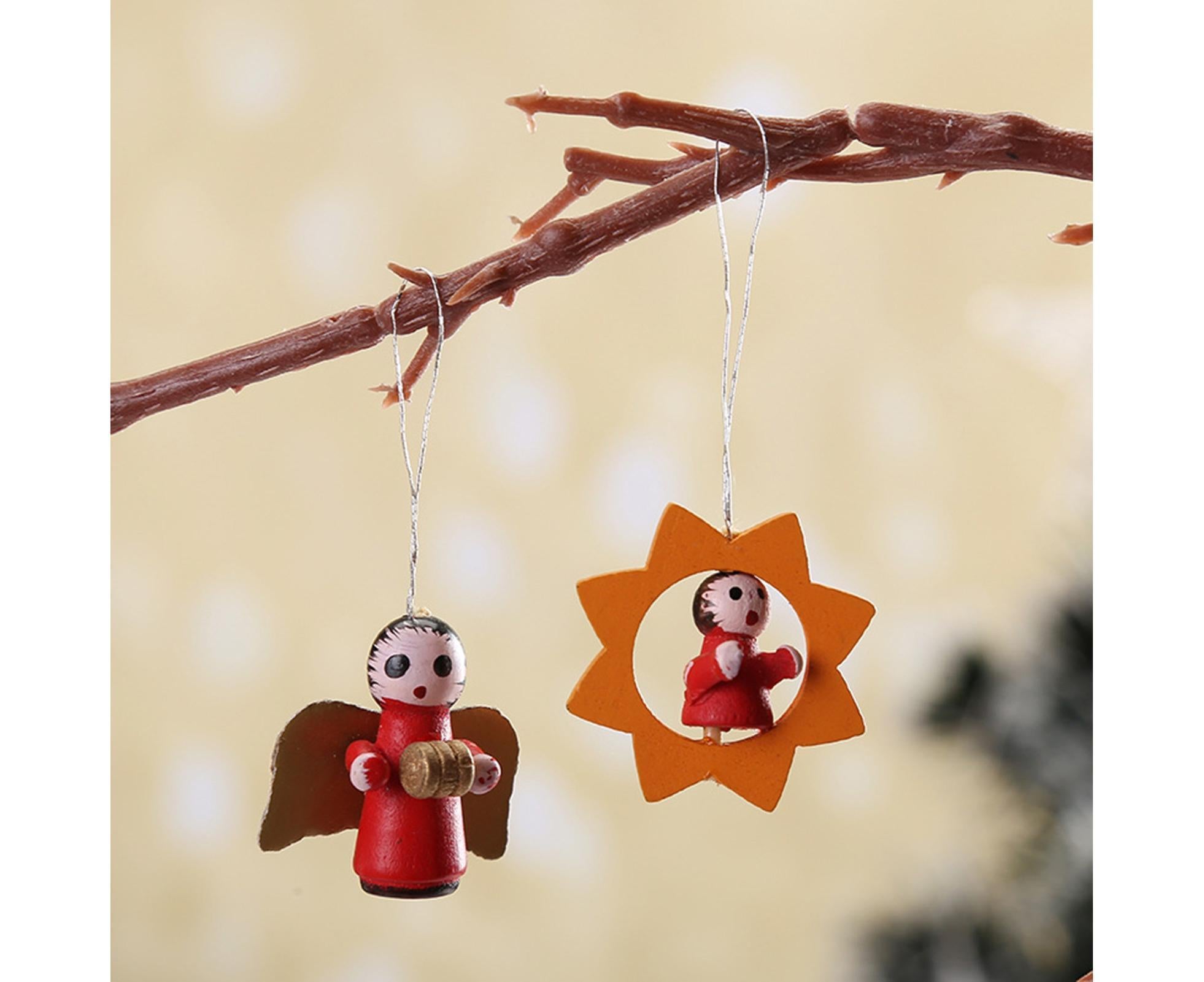 48Pcs Xmas Pendants Multi Shapes Wooden-Multicolor - Image 8