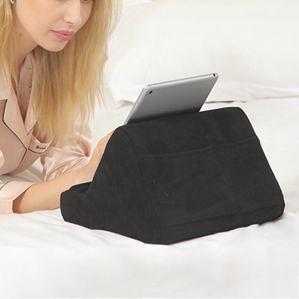 Multi-Angle Tablet Holder Compatible with iPads Lazy Holder Stand for Bed and Desk with 2 Pockets Black - Image 4