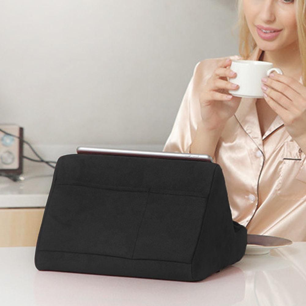 Multi-Angle Tablet Holder Compatible with iPads Lazy Holder Stand for Bed and Desk with 2 Pockets Black - Image 5