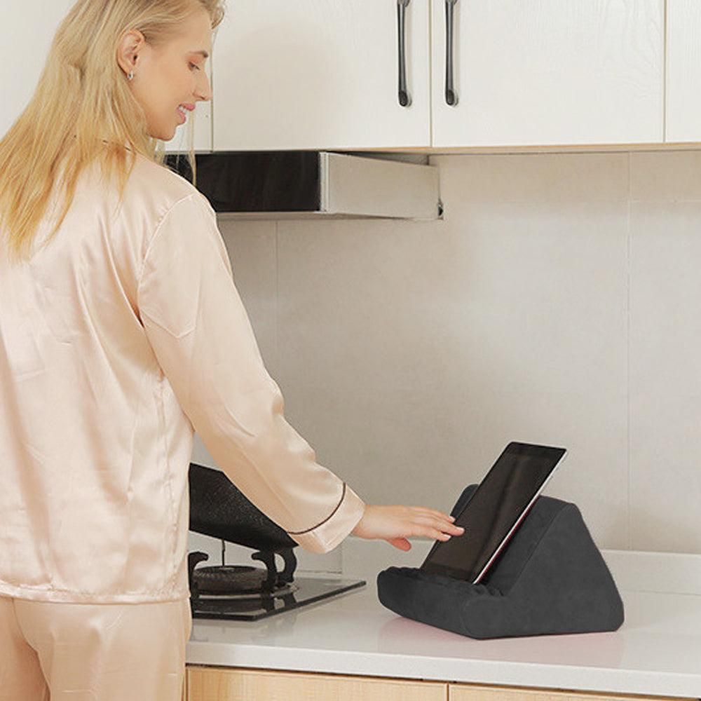 Multi-Angle Tablet Holder Compatible with iPads Lazy Holder Stand for Bed and Desk with 2 Pockets Black - Image 6