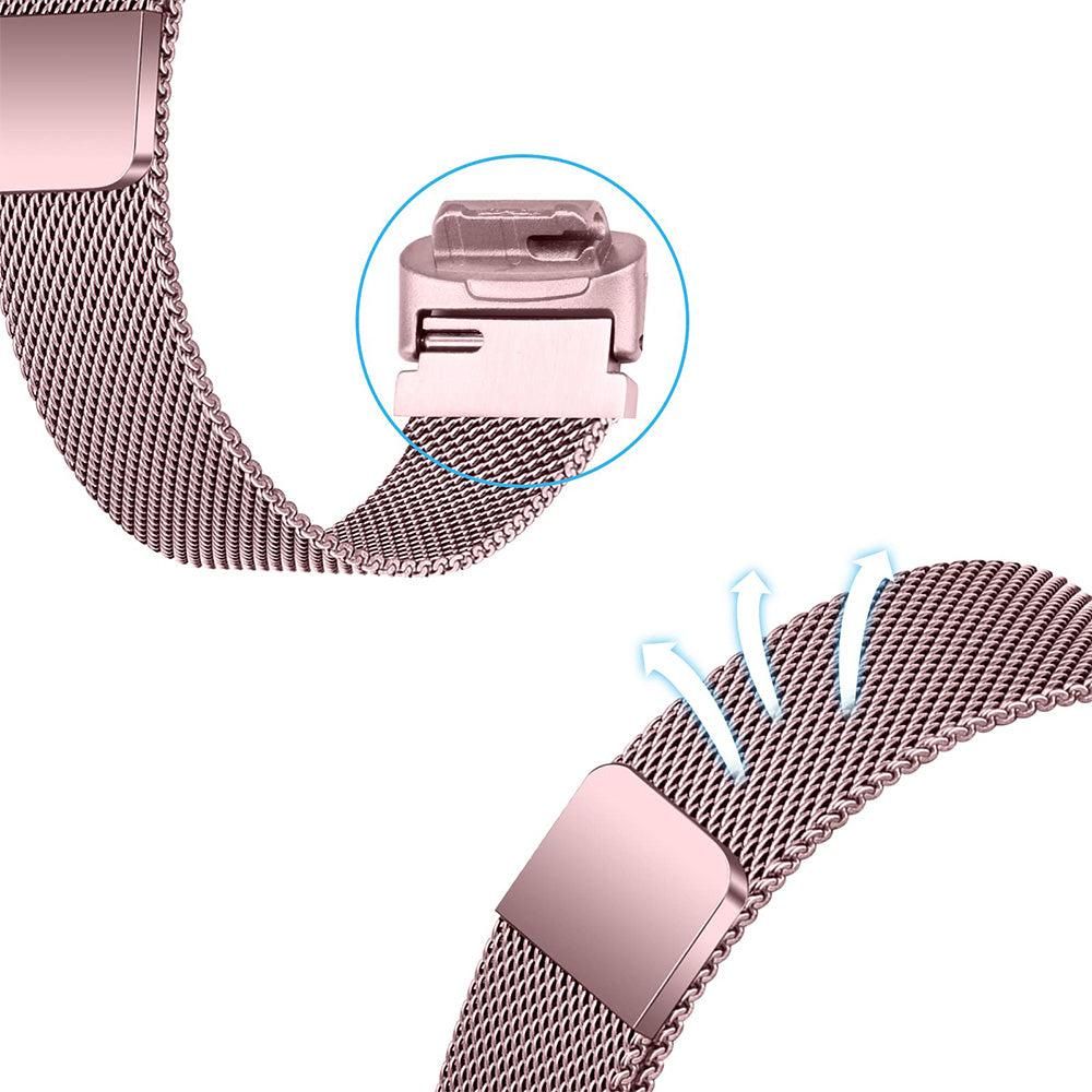 19.5cm Replacement Watch Band Adjustable Stainless Steel Watch Strap Compatible with Fitbit Inspire 3 Watch Pink - Image 6