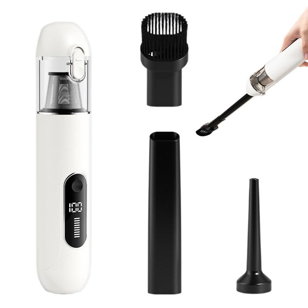 2-Mode Adjustable Cordless Handhtaeld Vacuum Cleaner Set Portable Digital Display Dust Cleaner for Car Home White - Image 1