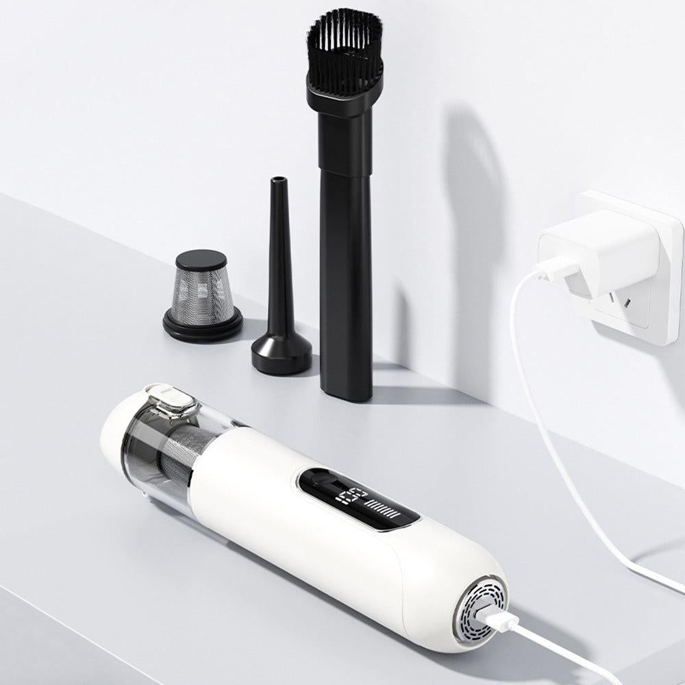 2-Mode Adjustable Cordless Handhtaeld Vacuum Cleaner Set Portable Digital Display Dust Cleaner for Car Home White - Image 4