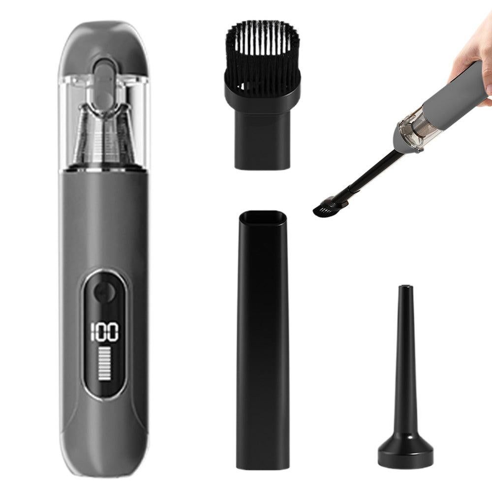 2-Mode Adjustable Cordless Handhtaeld Vacuum Cleaner Set Portable Digital Display Dust Cleaner for Car Home Grey - Image 1