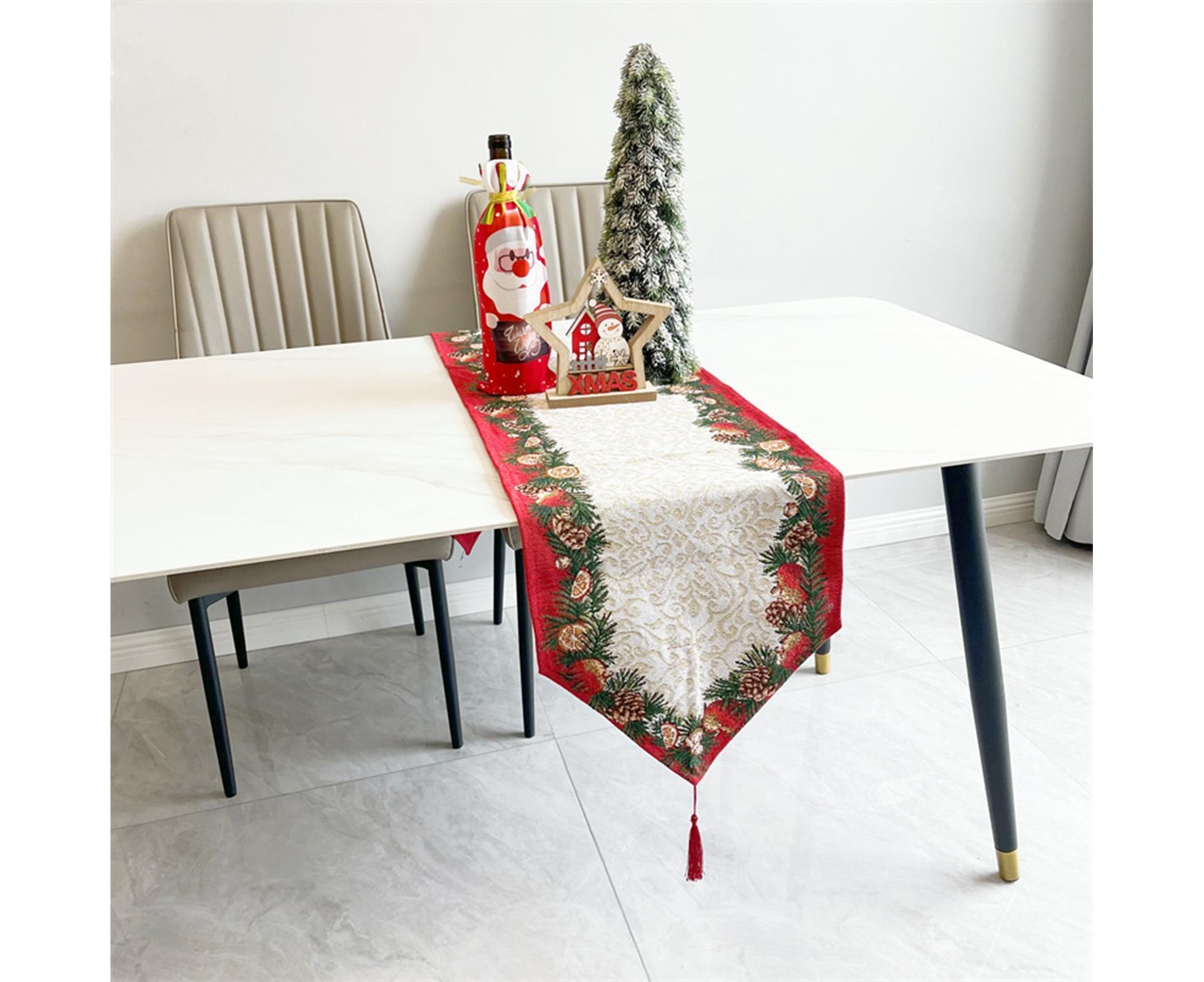 Xmas Table Runner Anti-shrink Tear Resistant Polyester Cotton-A - Image 5