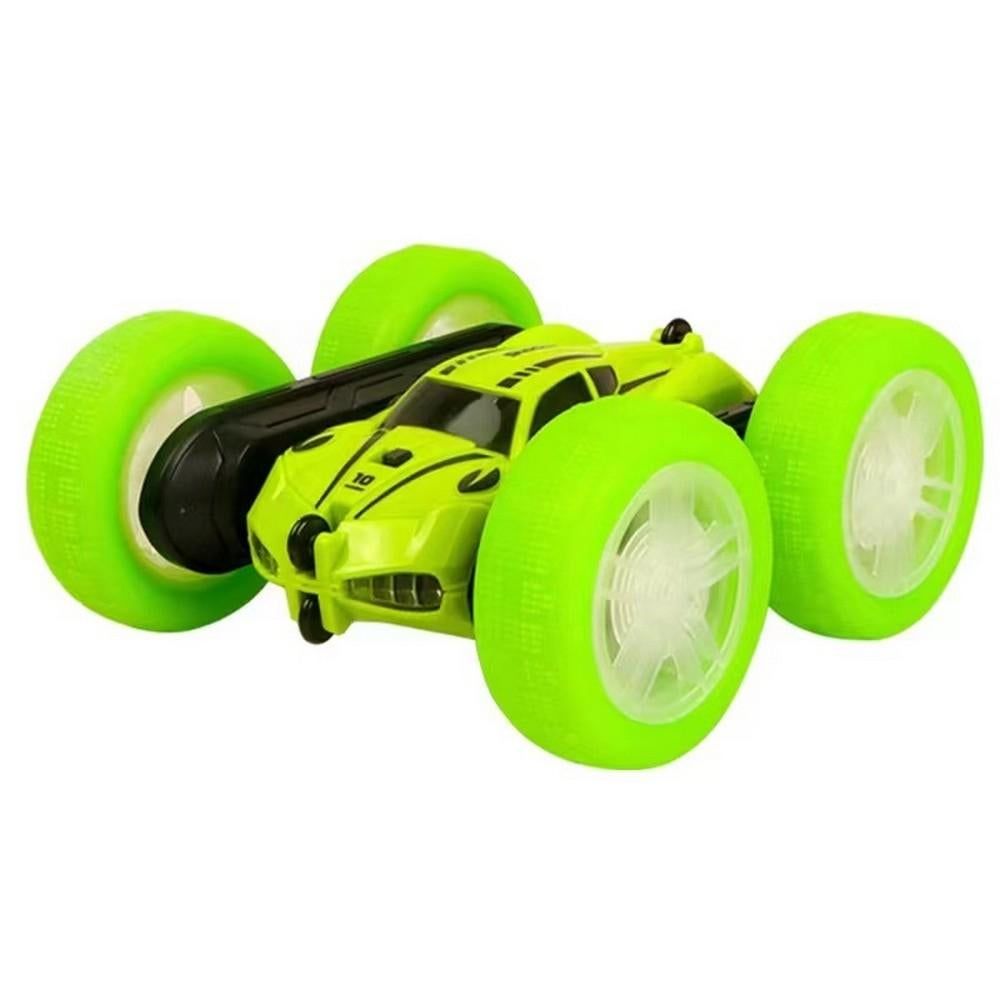 2.4 GHZ Remote Control Stunt Car 4WD Double Sided Rotating Crawler with Headlights Green - Image 2