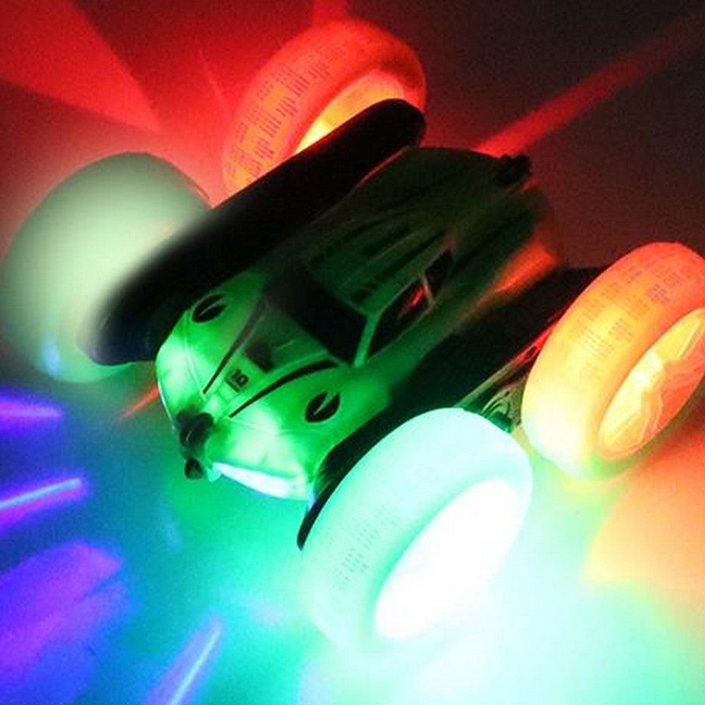 2.4 GHZ Remote Control Stunt Car 4WD Double Sided Rotating Crawler with Headlights Green - Image 4
