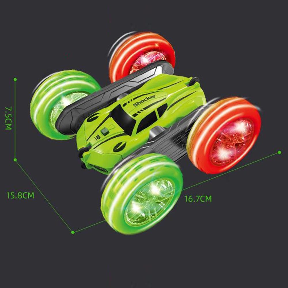 2.4 GHZ Remote Control Stunt Car 4WD Double Sided Rotating Crawler with Headlights Green - Image 5