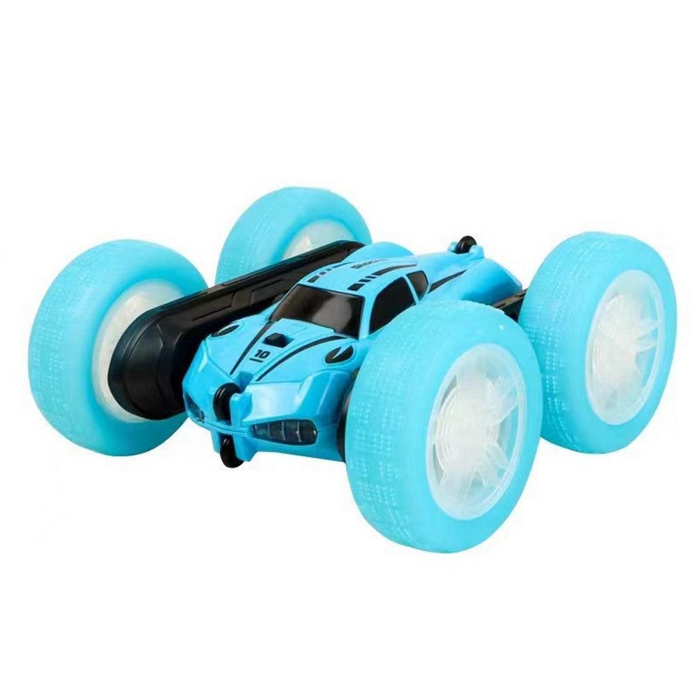2.4 GHZ Remote Control Stunt Car 4WD Double Sided Rotating Crawler with Headlights Blue - Image 2
