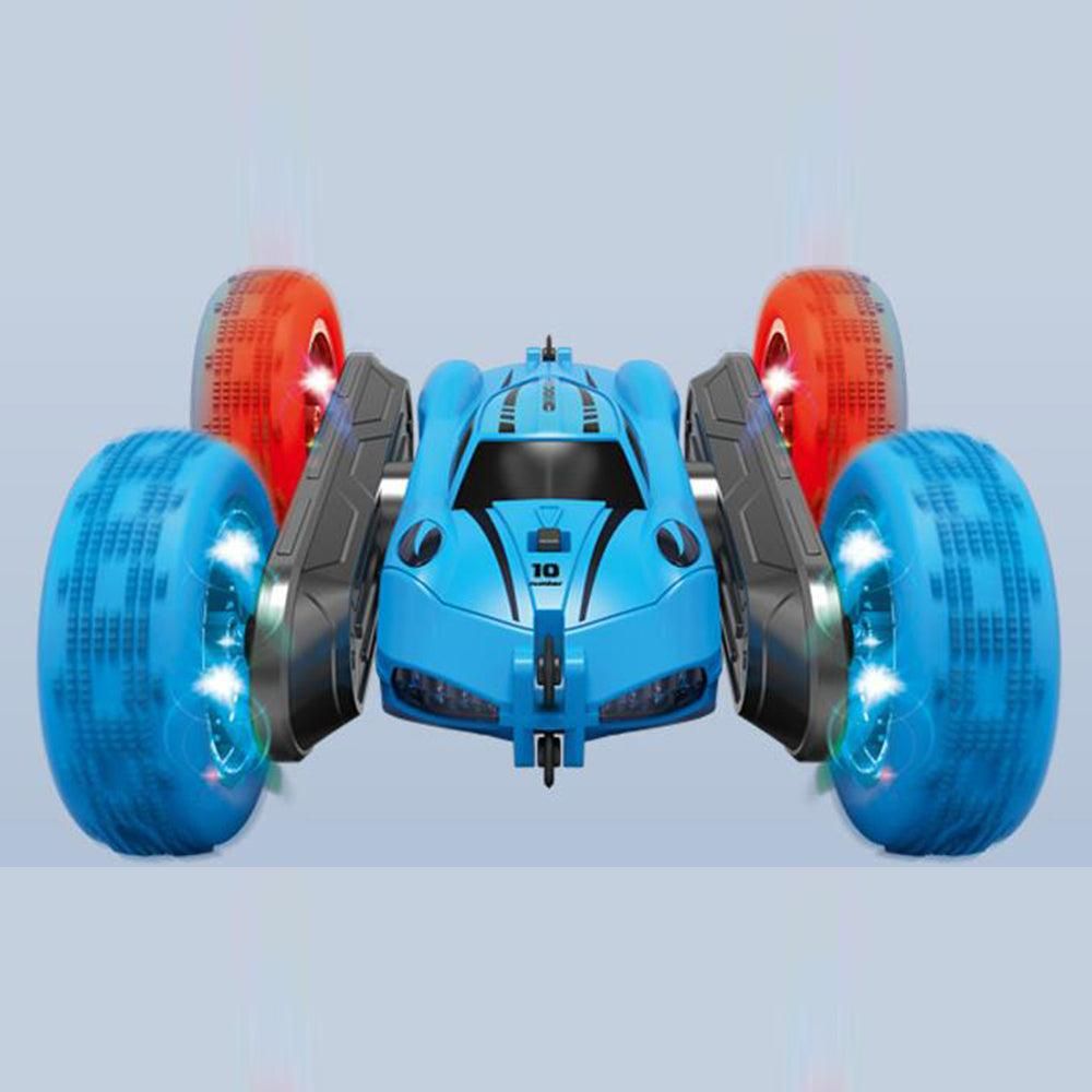 2.4 GHZ Remote Control Stunt Car 4WD Double Sided Rotating Crawler with Headlights Blue - Image 4