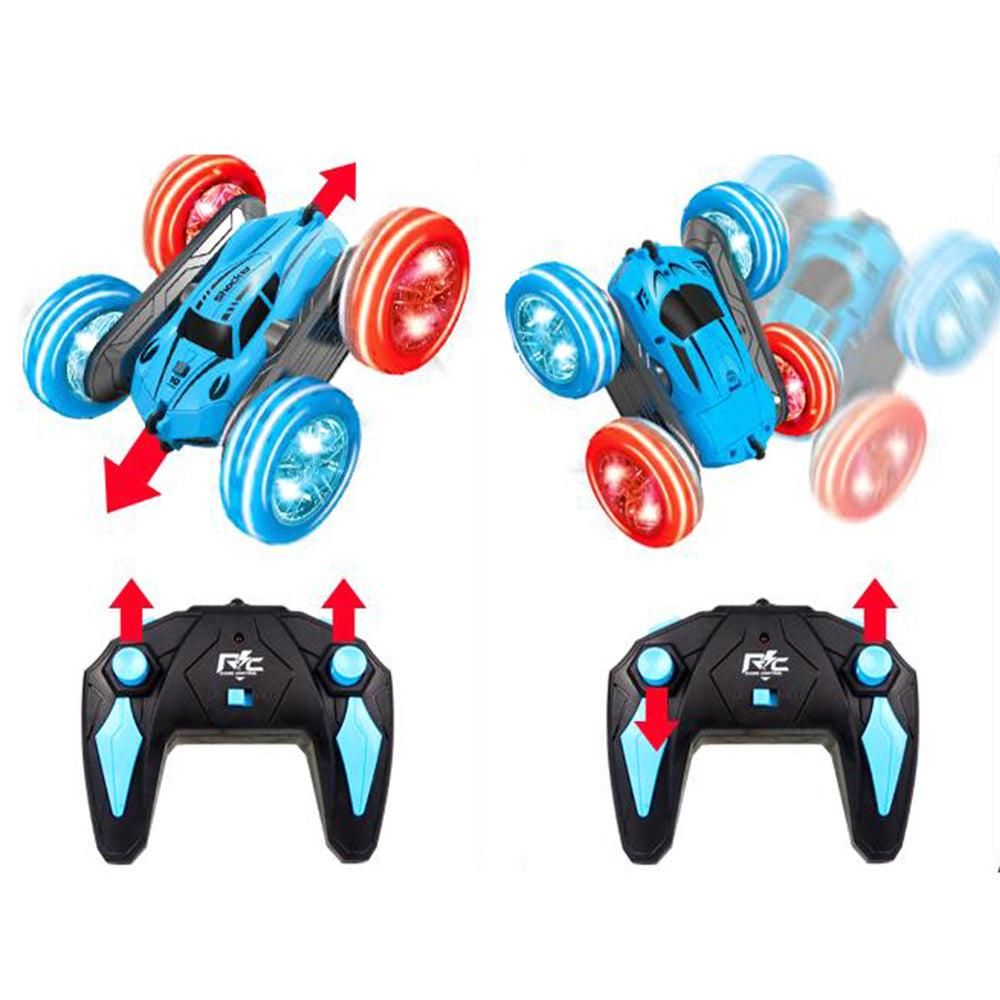2.4 GHZ Remote Control Stunt Car 4WD Double Sided Rotating Crawler with Headlights Blue - Image 5