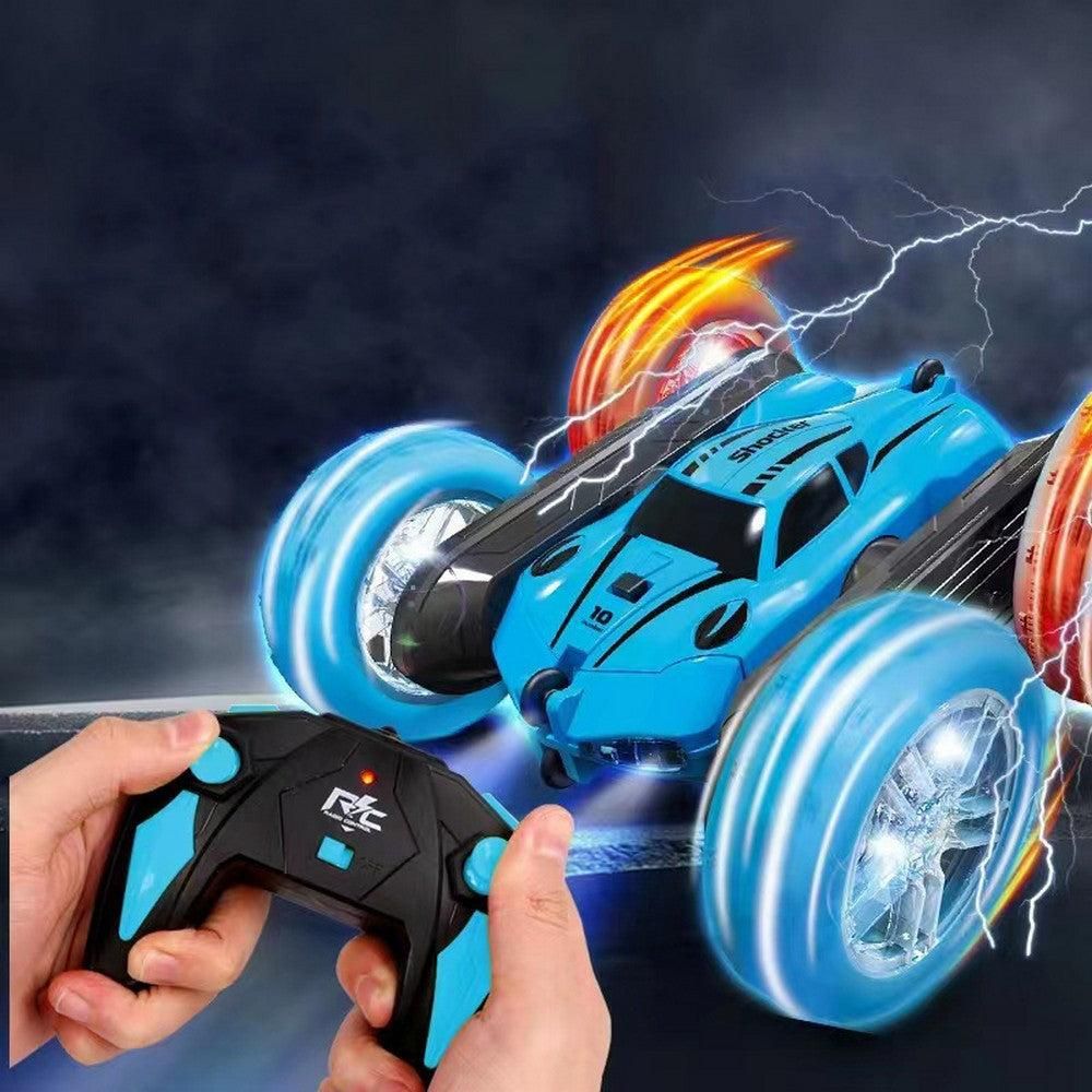 2.4 GHZ Remote Control Stunt Car 4WD Double Sided Rotating Crawler with Headlights Blue - Image 6