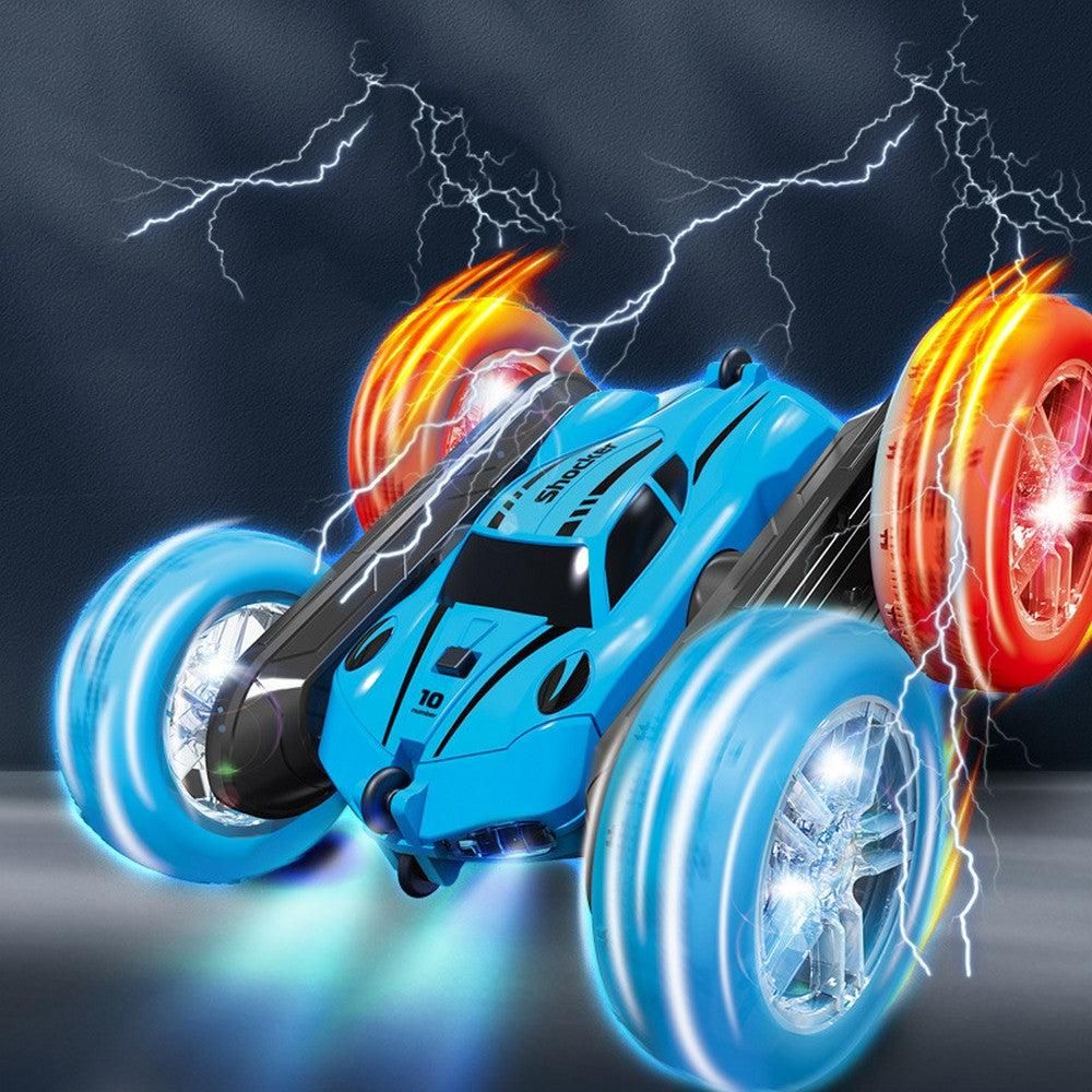 2.4 GHZ Remote Control Stunt Car 4WD Double Sided Rotating Crawler with Headlights Blue - Image 7
