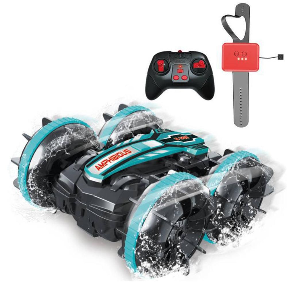 2.4Ghz Remote Control Gesture Sensor Toy Car Boat Truck 4WD Waterproof RC Amphibious Vehicle-Blue - Image 2