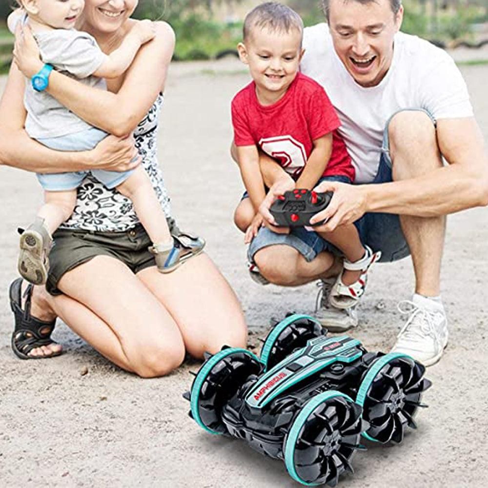 2.4Ghz Remote Control Gesture Sensor Toy Car Boat Truck 4WD Waterproof RC Amphibious Vehicle-Blue - Image 5