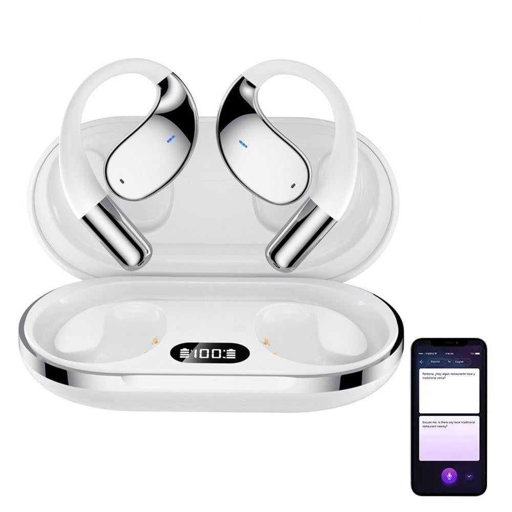 115-Language Wireless AI Translator Headphone Bluetooth Earbuds with Charging Case White - Image 1