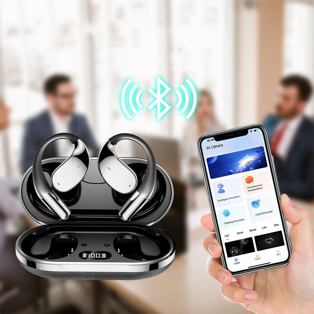115-Language Wireless AI Translator Headphone Bluetooth Earbuds with Charging Case Black - Image 3