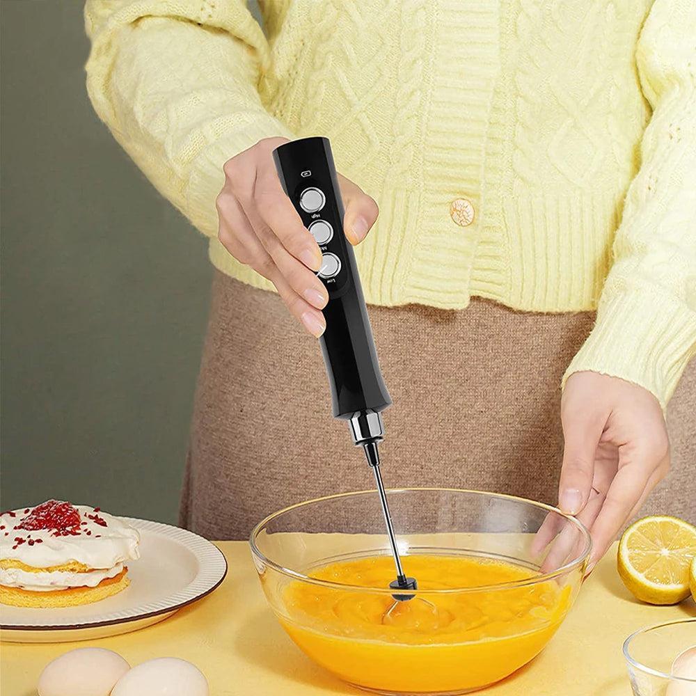 Handheld Electric Milk Frother - USB Rechargeable - Black - Image 2