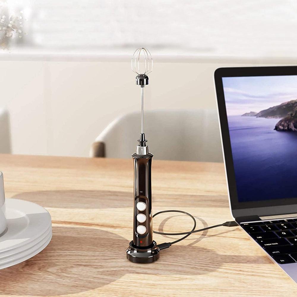 Handheld Electric Milk Frother - USB Rechargeable - Black - Image 3