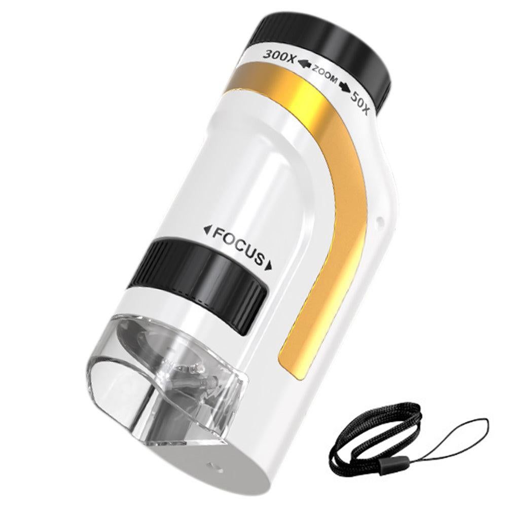 50X-300X Handheld Microscope with LED Lights Portable Pocket Zoom Gold - Image 1