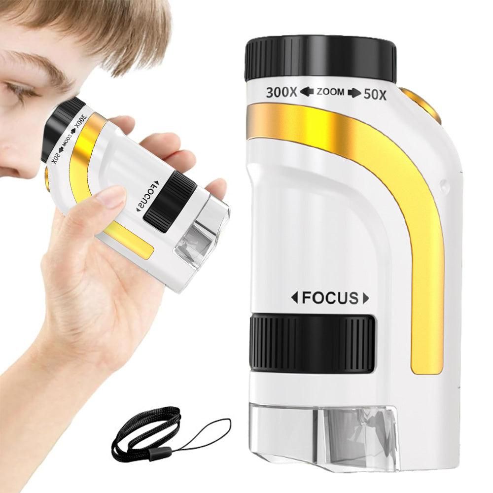 50X-300X Handheld Microscope with LED Lights Portable Pocket Zoom Gold - Image 3