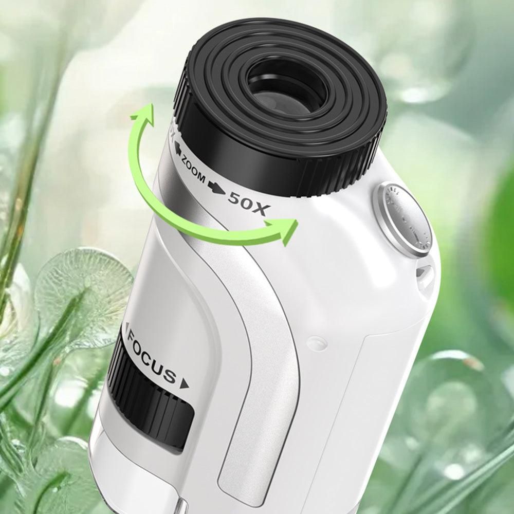50X-300X Handheld Microscope with LED Lights Portable Pocket Zoom Silver - Image 2