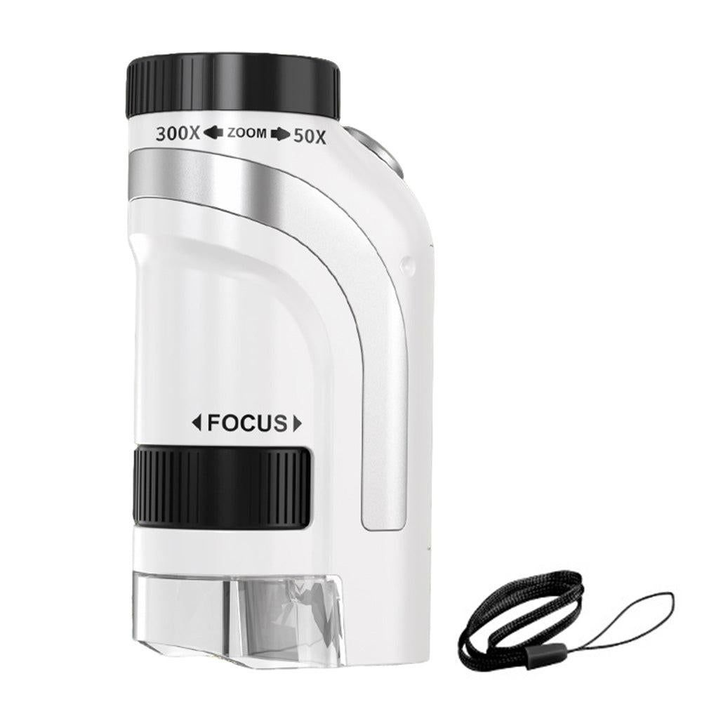 50X-300X Handheld Microscope with LED Lights Portable Pocket Zoom Silver - Image 3