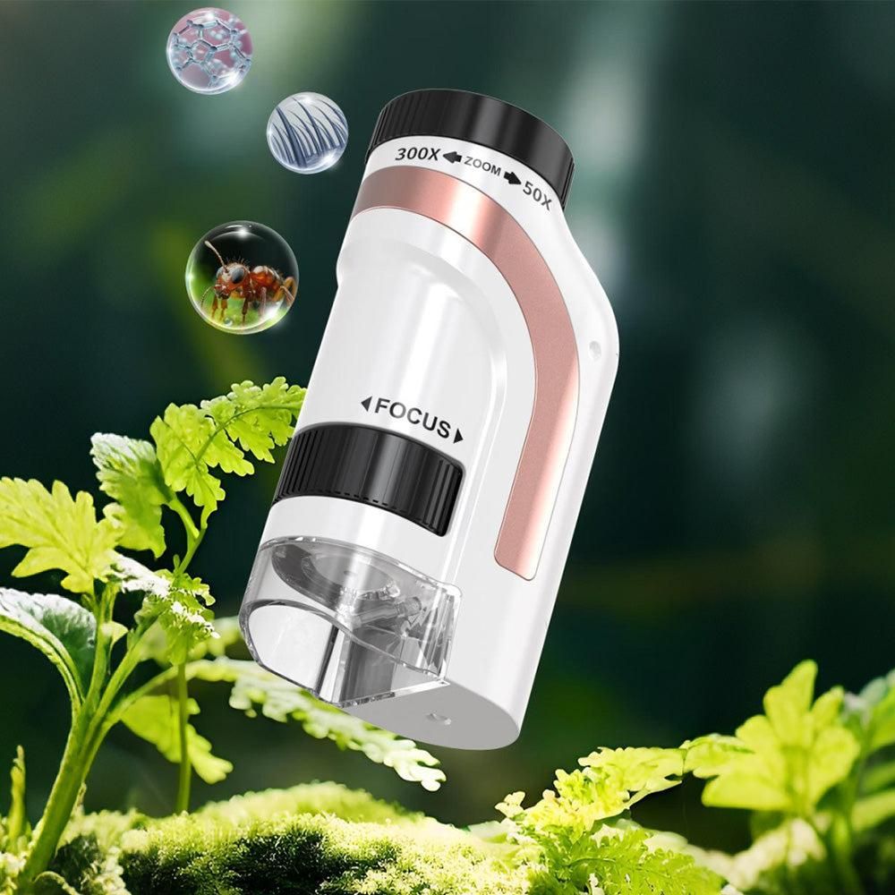 50X-300X Handheld Microscope with LED Lights Portable Pocket Zoom Pink - Image 2