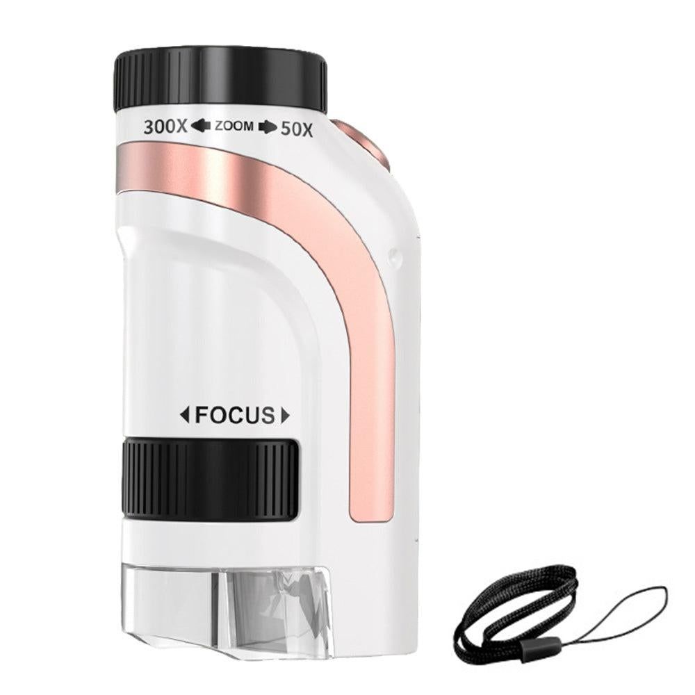 50X-300X Handheld Microscope with LED Lights Portable Pocket Zoom Pink - Image 3