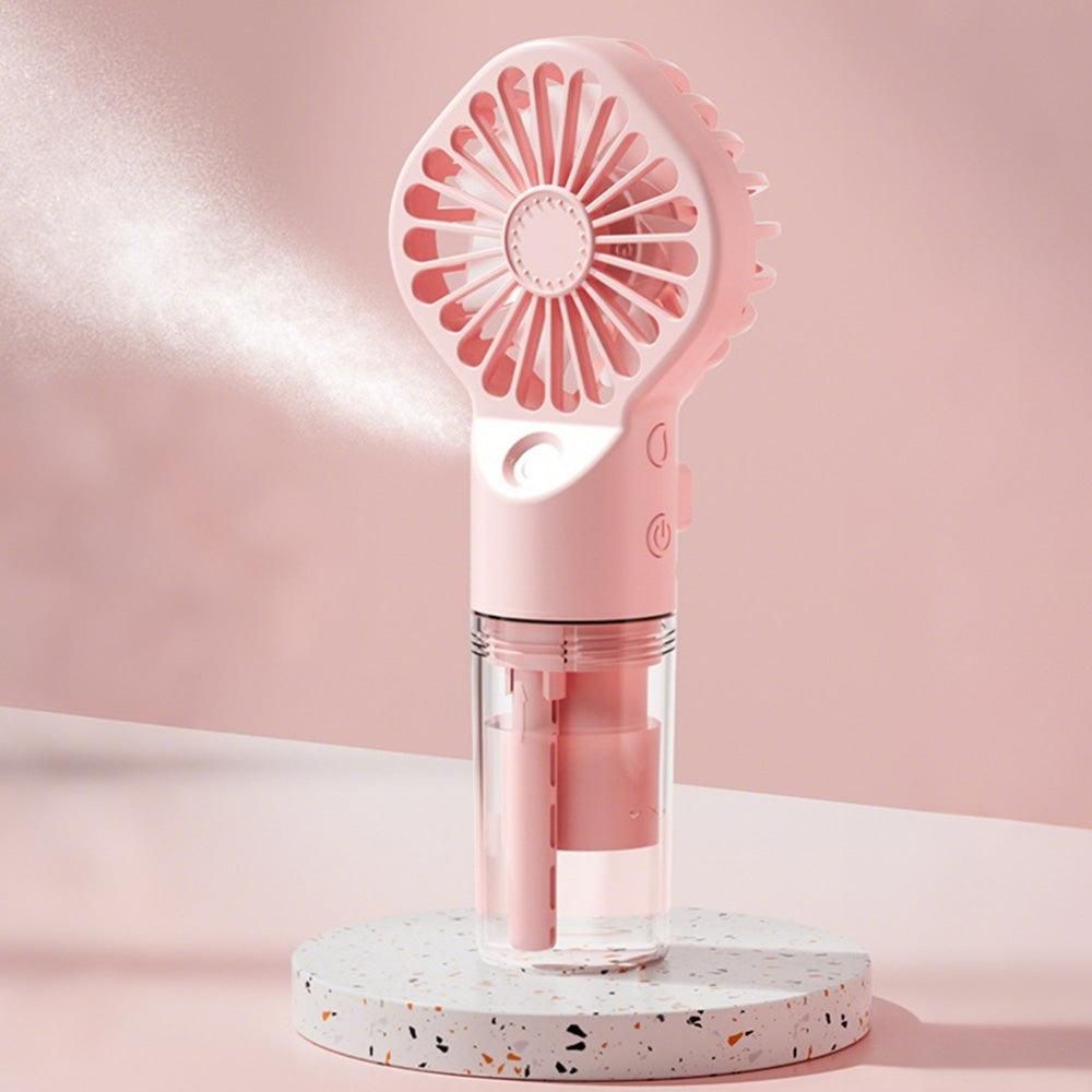 Handheld Misting Fan - Portable Rechargeable Spray Cooling Fan for Home & Office Pink - Image 2