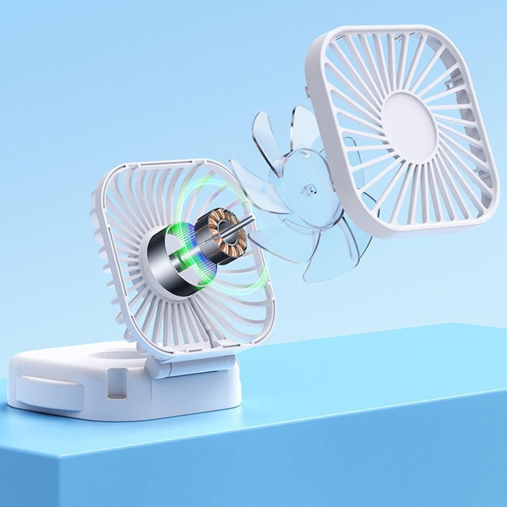 Mini Foldable Neck Hanging Fan Portable USB Rechargeable Personal Cooler White - Image 3