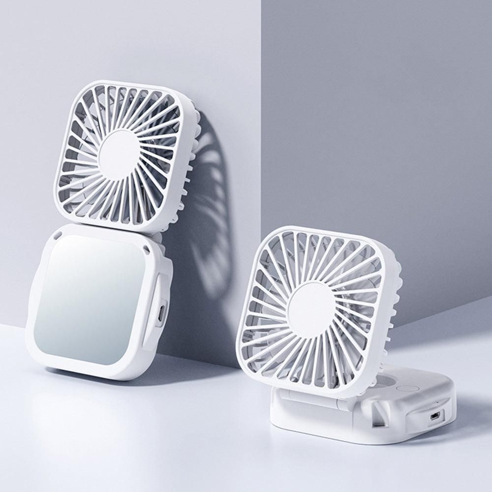 Mini Foldable Neck Hanging Fan Portable USB Rechargeable Personal Cooler White - Image 4