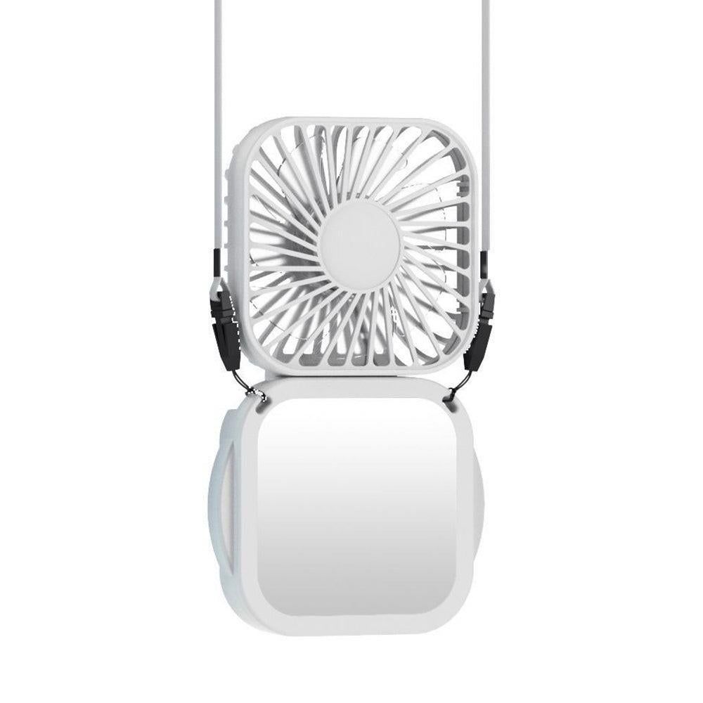 Mini Foldable Neck Hanging Fan Portable USB Rechargeable Personal Cooler White - Image 5