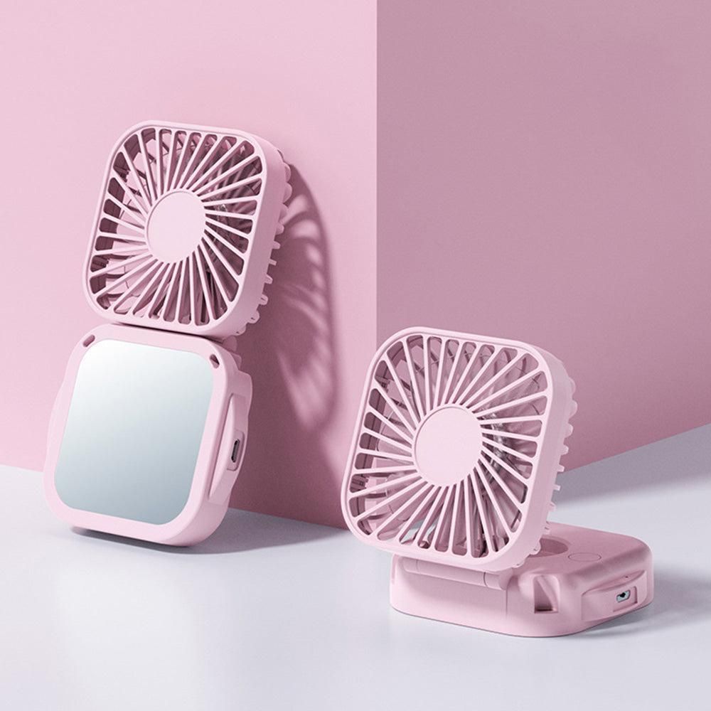 Mini Foldable Neck Hanging Fan Portable USB Rechargeable Personal Cooler Pink - Image 2
