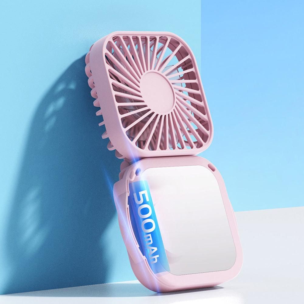 Mini Foldable Neck Hanging Fan Portable USB Rechargeable Personal Cooler Pink - Image 4