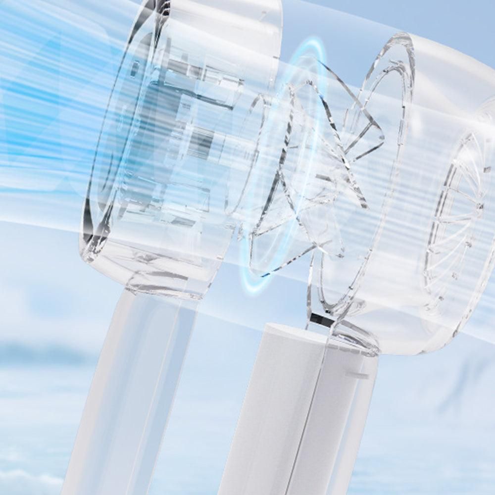 Mini Transparent Handheld Fan with LED Color Display and Rechargeable Battery White - Image 3
