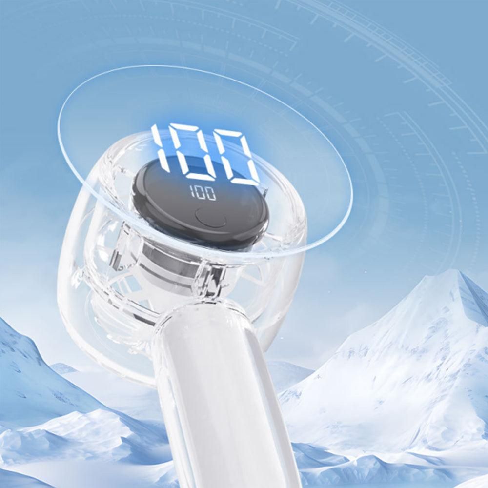 Mini Transparent Handheld Fan with LED Color Display and Rechargeable Battery White - Image 4