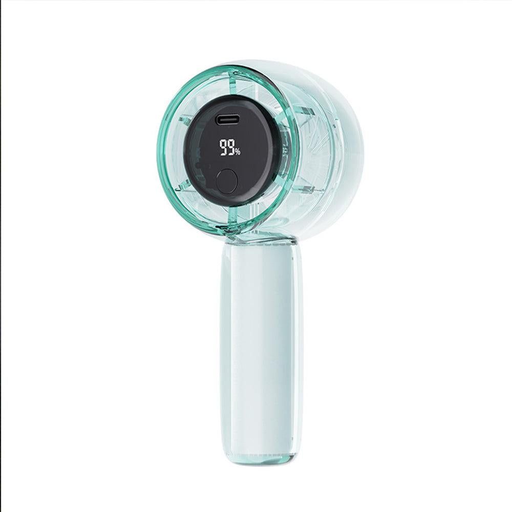 Mini Transparent Handheld Fan with LED Color Display and Rechargeable Battery White - Image 6