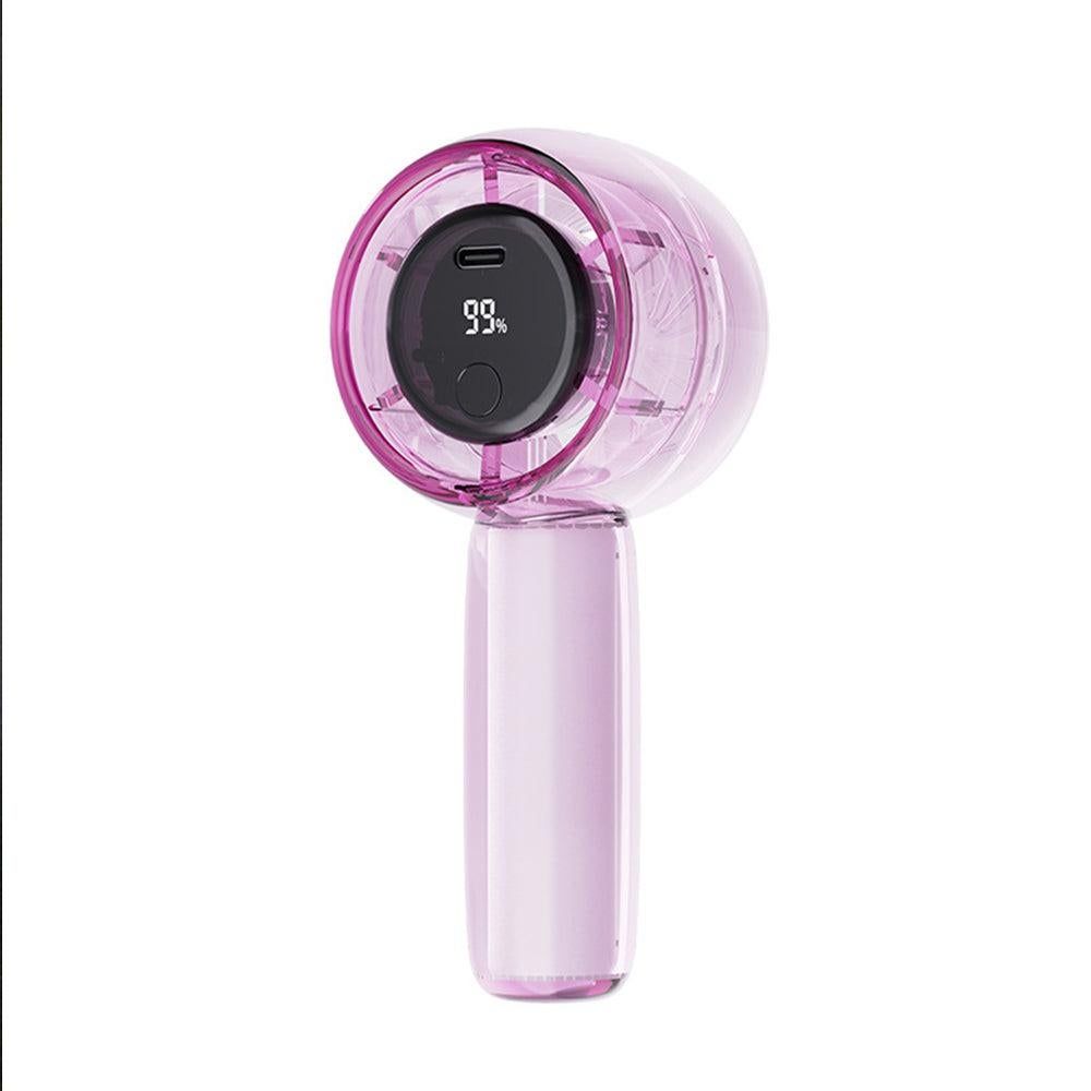 Mini Transparent Handheld Fan with LED Color Display and Rechargeable Battery White - Image 7