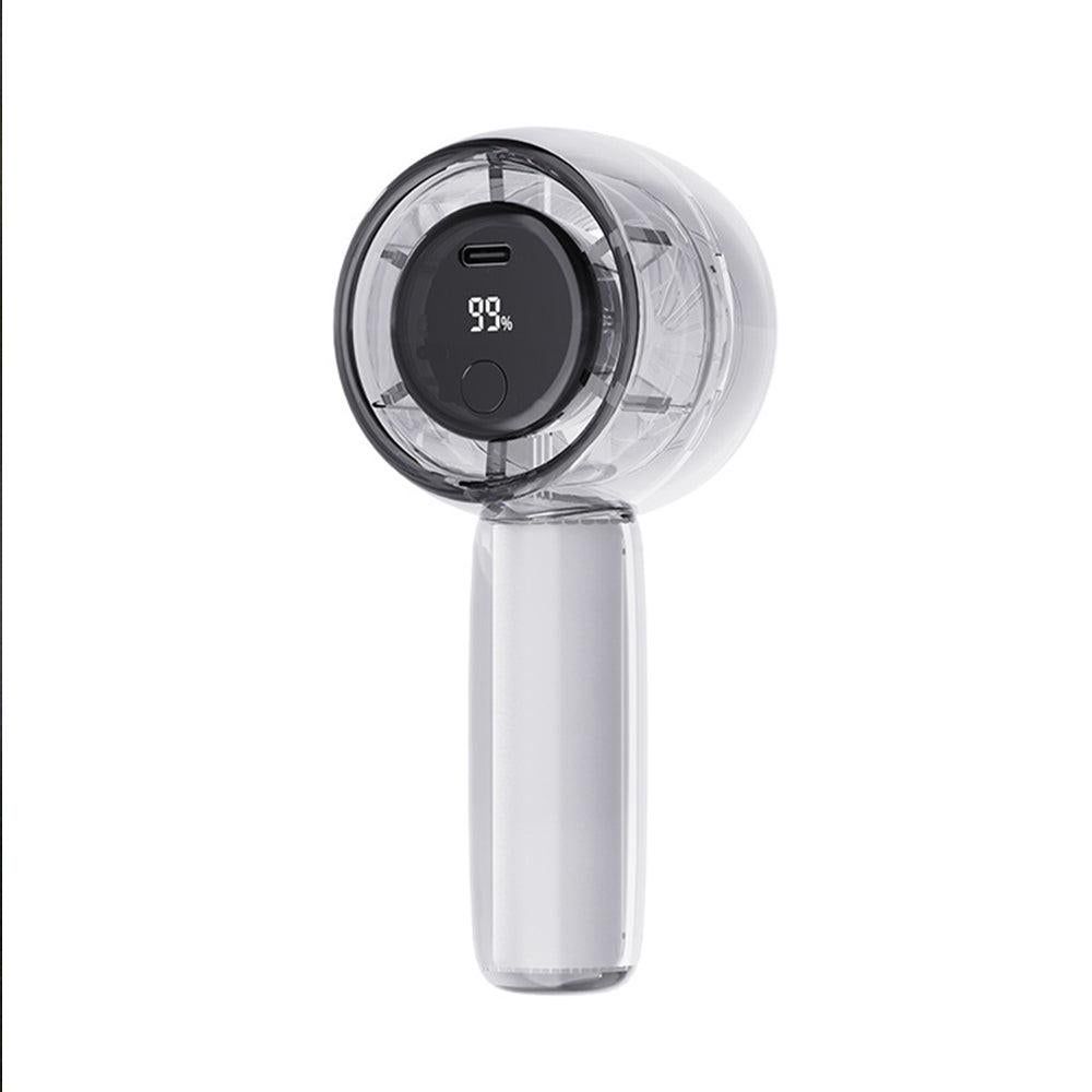 Mini Transparent Handheld Fan with LED Color Display and Rechargeable Battery Green - Image 2