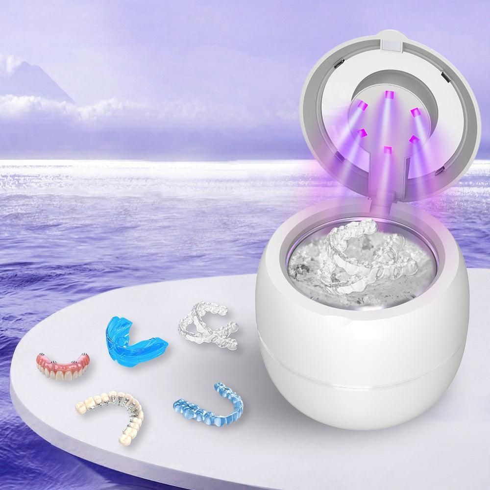 Ultrasonic Retainer Cleaner Machine 45kHz Ultrasonic Dentures Cleaner for Night Guards Braces Aligner White - Image 2