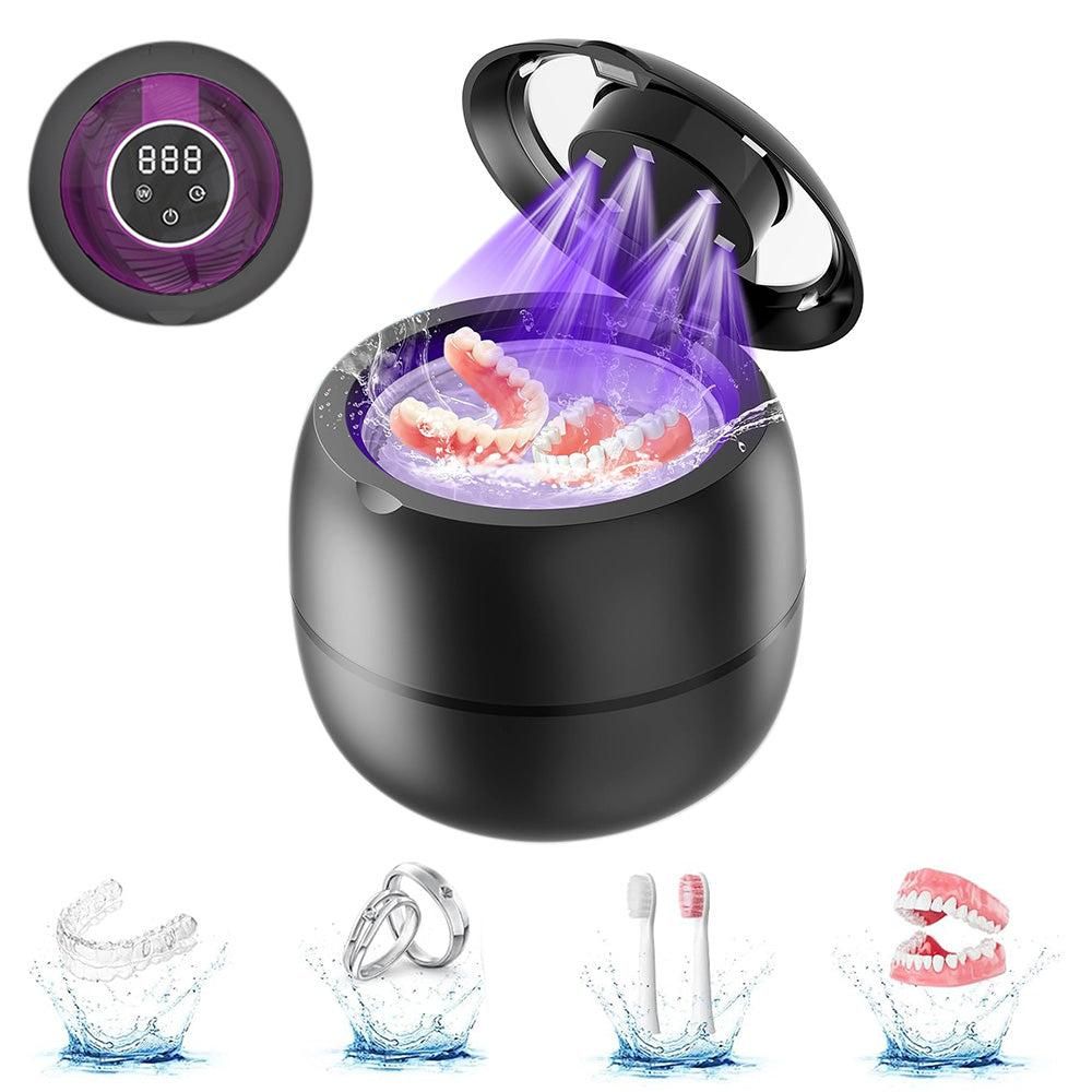 Ultrasonic Retainer Cleaner Machine 45kHz Ultrasonic Dentures Cleaner for Night Guards Braces Aligner Black - Image 1